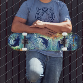 Skateboard con pintura de ondulación delfín oceáni