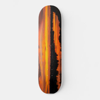 Skateboard con puesta de sol