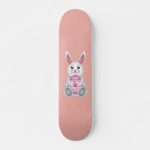 Skateboard Conejo blanco con huevos de Pascua