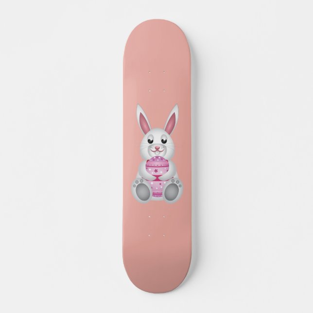 Skateboard Conejo blanco con huevos de Pascua (Anverso )