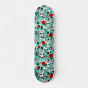 Skateboard Conejo blanco en rosas