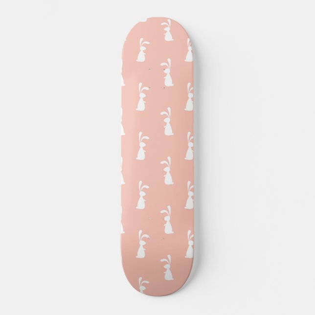 Skateboard Conejo Blanco Feliz Pascua Chica Rosa Pastel Prima (Anverso)