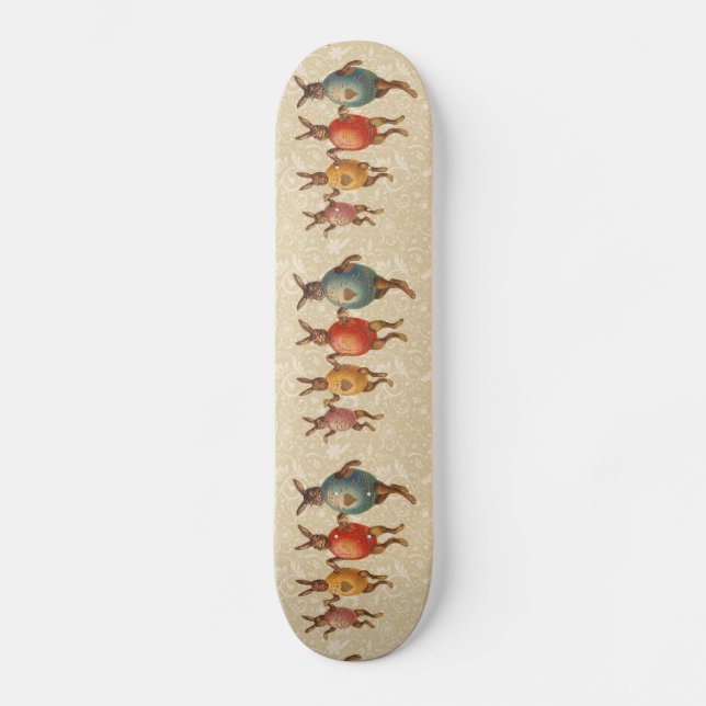 Skateboard Conejo de Pascua Huevos Bailando (Anverso)