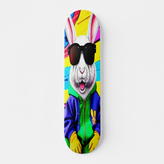 Skateboard Conejo Guay Easter con sombras (Anverso )