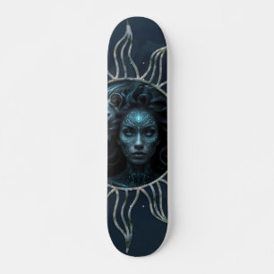 Skateboard Conexión mística, mujer mística y el león.