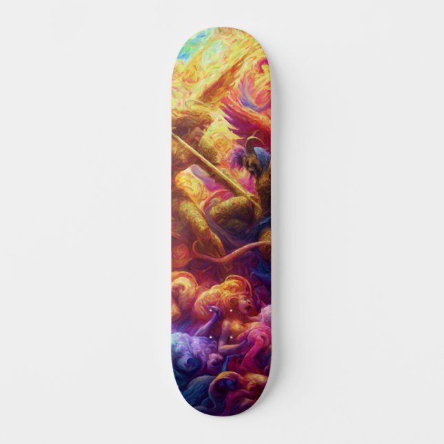 Skateboard Conflicto celestial colorido Pintura abstracta (Anverso)