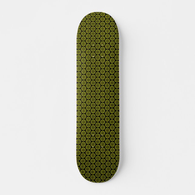 Skateboard Constelación de copos de nieve - Negro y amarillo (Anverso )