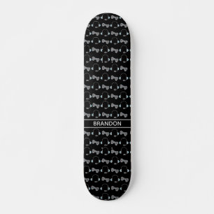 Skateboard Cool Gamer Custom Black Gaming Pattern