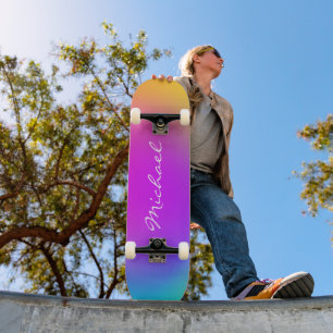 Skateboard Cool Personalized Neon Ombre