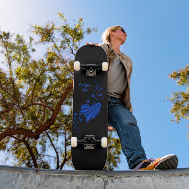 Skateboard Corazón arcoiris azul con estrellas (Exterior 1)