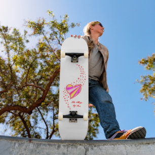 Skateboard Corazón arcoiris con estrellas, la magia del amor