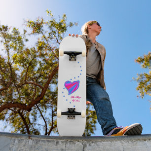 Skateboard Corazón arcoiris con estrellas, la magia del amor
