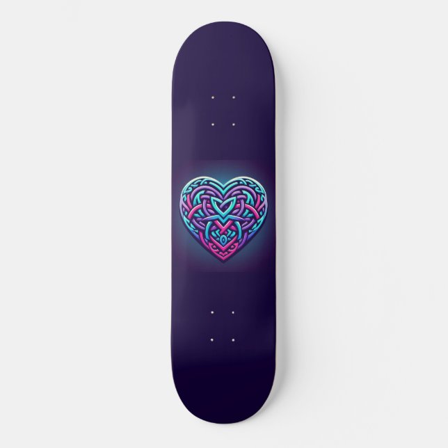 Skateboard Corazón celta con azul oscuro (Anverso)