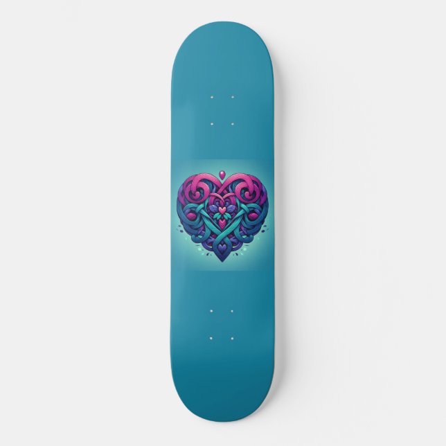 Skateboard Corazón Cletico Con Azul Turq (Anverso)