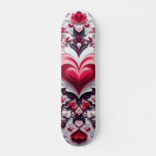 Skateboard Corazón colorido y floral del día de San Valentín