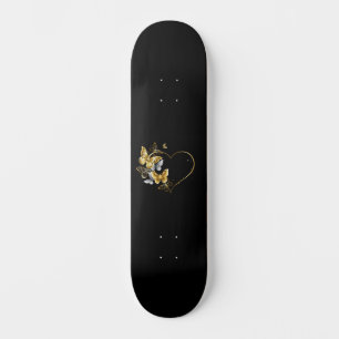 Skateboard Corazón con mariposas doradas