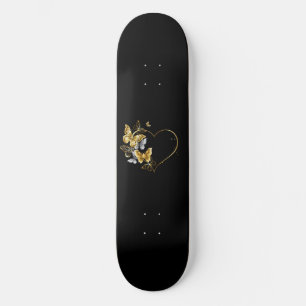 Skateboard Corazón con mariposas doradas