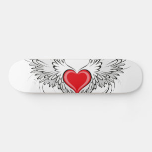 Skateboard Corazón de Ángel Rojo con alas