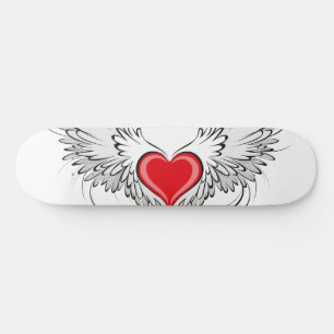 Skateboard Corazón de Ángel Rojo con alas