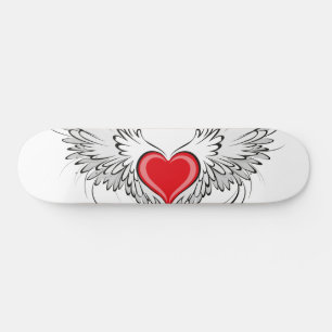 Skateboard Corazón de Ángel Rojo con alas