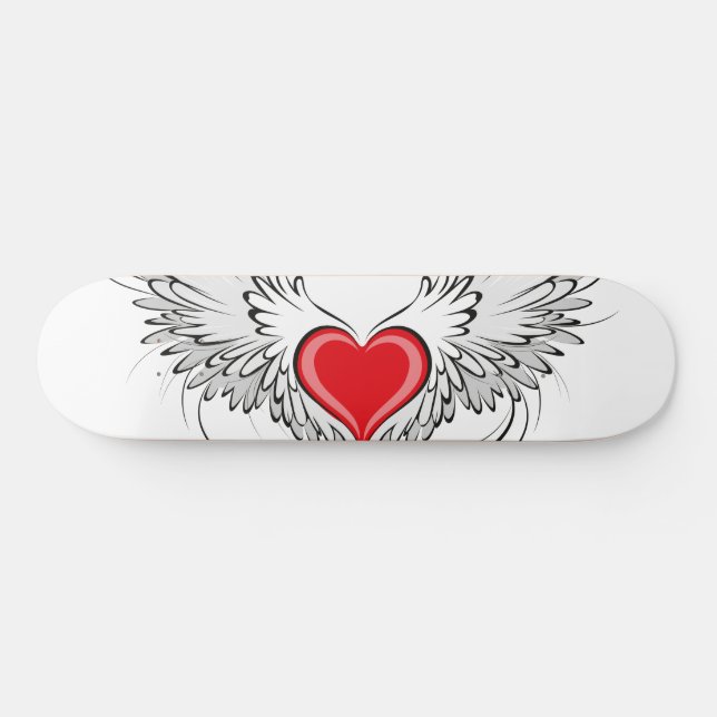 Skateboard Corazón de Ángel Rojo con alas (Horz)