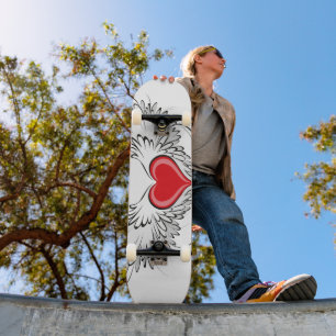 Skateboard Corazón de Ángel Rojo con alas