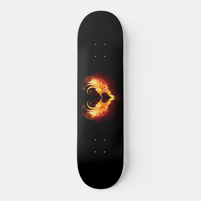 Skateboard Corazón de Fuego Ángel con Alas (Anverso)