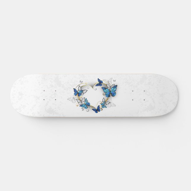 Skateboard Corazón de joyas con mariposas Morfo (Horz)