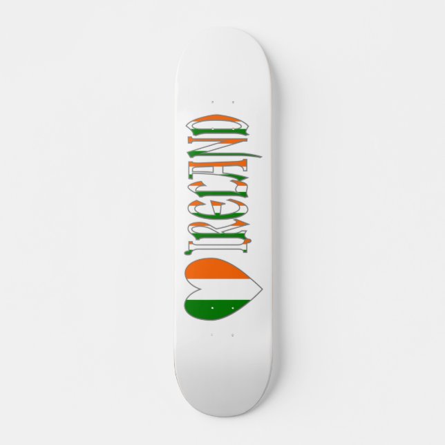 Skateboard Corazón de la bandera irlandesa e Irlanda del mund (Anverso )