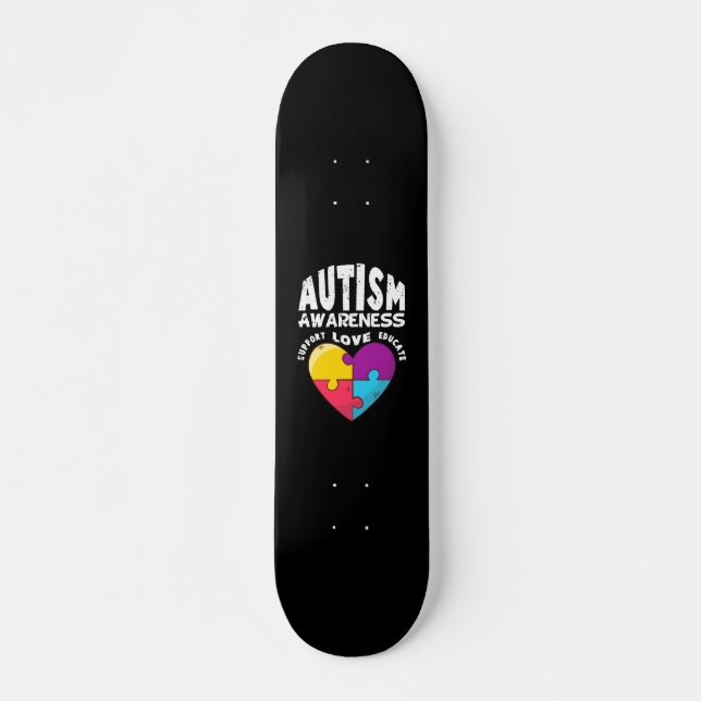 Skateboard Corazón de la conciencia del autismo (Anverso )