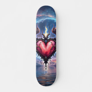 Skateboard Corazón de la Luna Llamado por las Llamas – Amor C