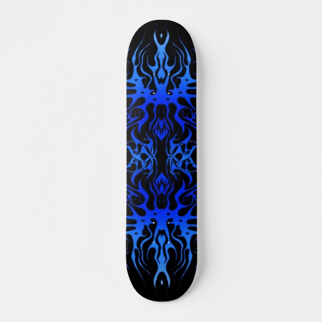 Skateboard Corazón de San Valentín de tatuaje tribal - azul (Anverso )