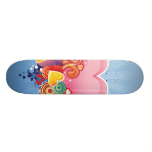 Skateboard Corazón del rosa del cielo azul