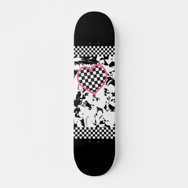 Skateboard Corazón del tatuaje del Grunge (Anverso )