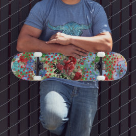 Skateboard Corazón floral en el collage