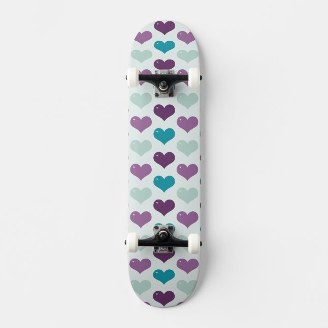 Skateboard Corazón morado y azul (Anverso)