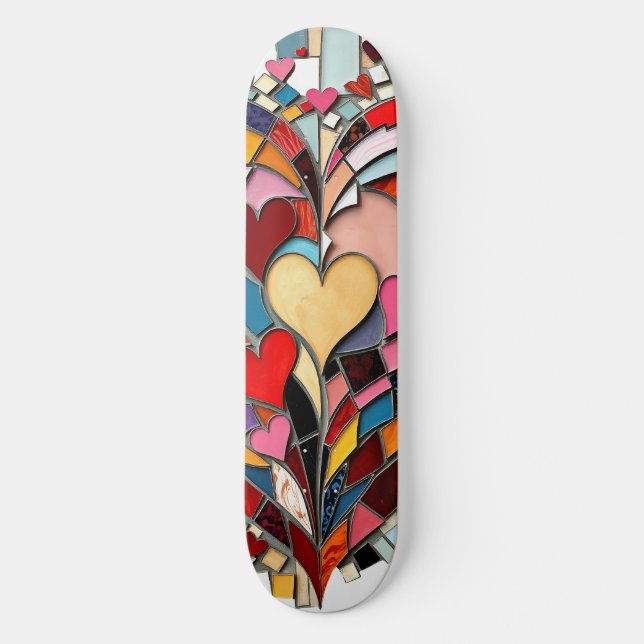 Skateboard Corazón Mosaico de Amor (Anverso)