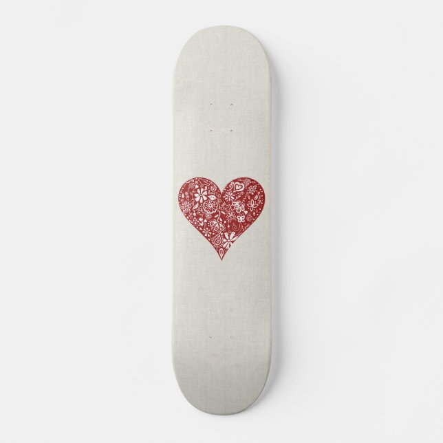 Skateboard Corazón rojo del Doodle (Anverso)