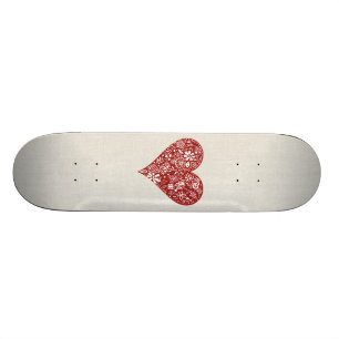 Skateboard Corazón rojo del Doodle