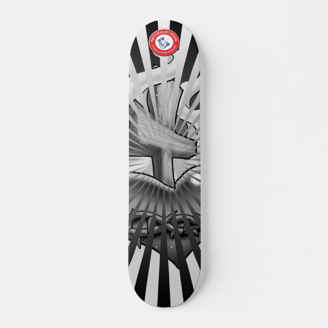 Skateboard Corazón sagrado negro y del gris (Anverso )