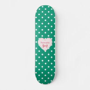 Skateboard Corazón verde esmeralda con nombre