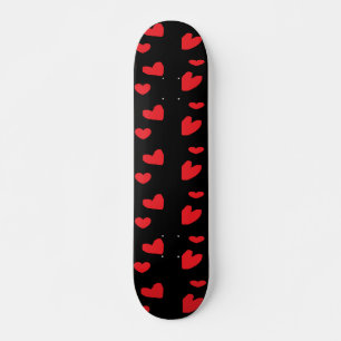 Skateboard corazones de amor rojos en negro