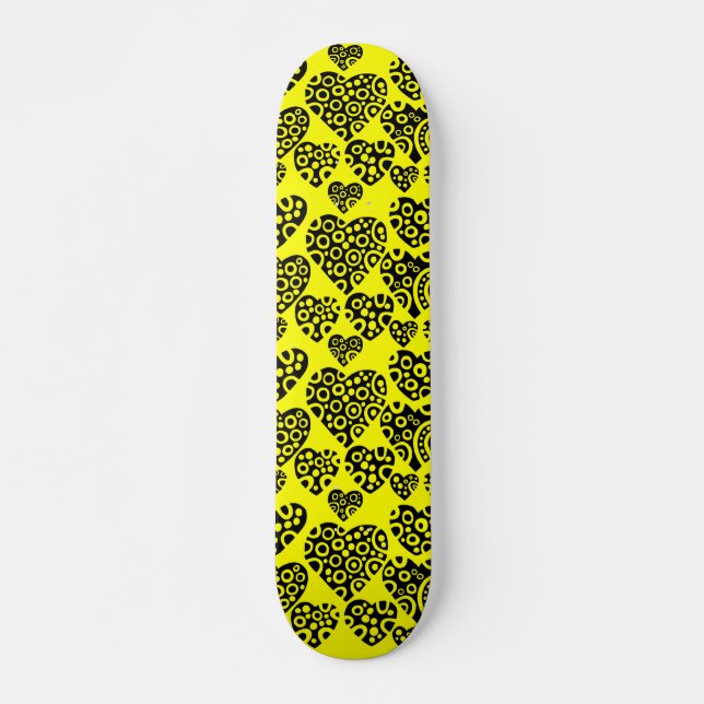 Skateboard Corazones en amarillo (Anverso )