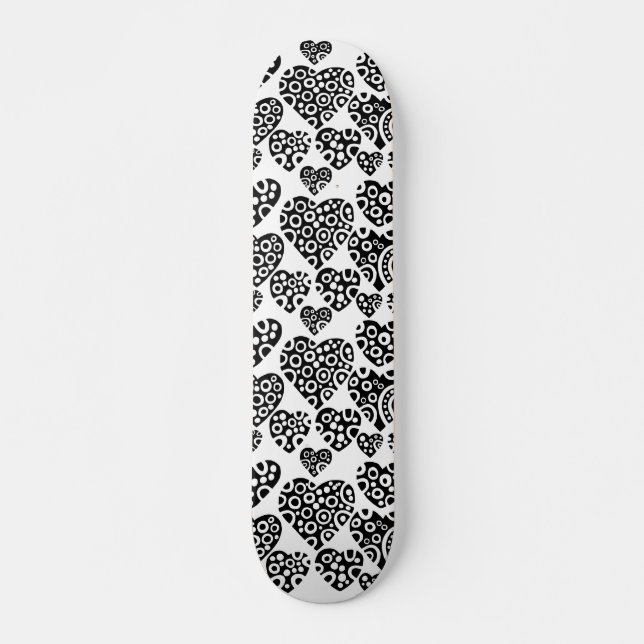 Skateboard Corazones en blanco (Anverso )