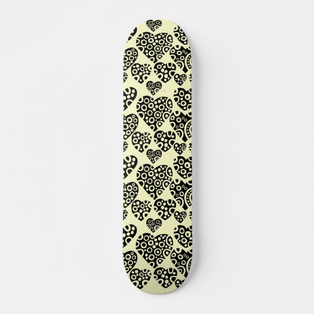 Skateboard Corazones en crema (Anverso )