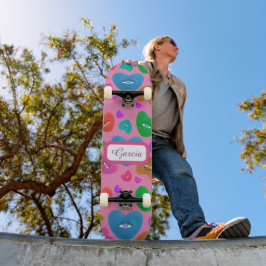 Skateboard Corazones multicolores con globo ocular Amor San V