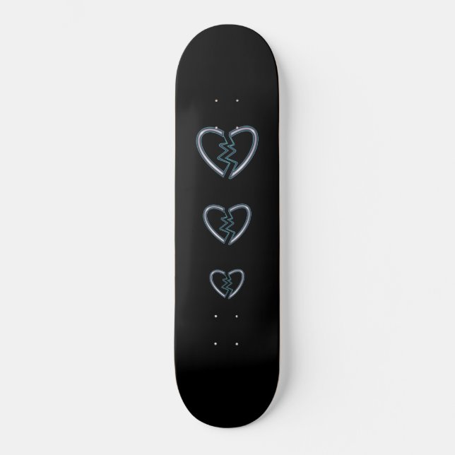 Skateboard Corazones quebrados metalizado (Anverso)