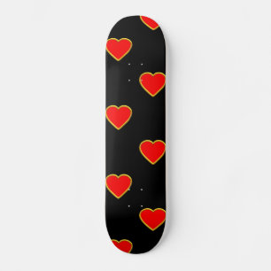Skateboard Corazones rojos en un fondo negro