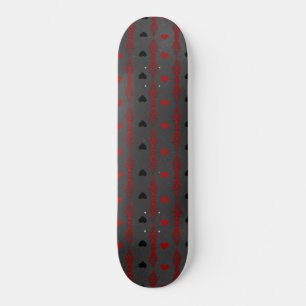 Skateboard Corazones Rojos Negros Día de San Valentín Gótico