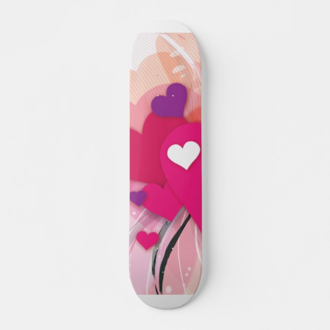 Skateboard Corazones rosados (Anverso )